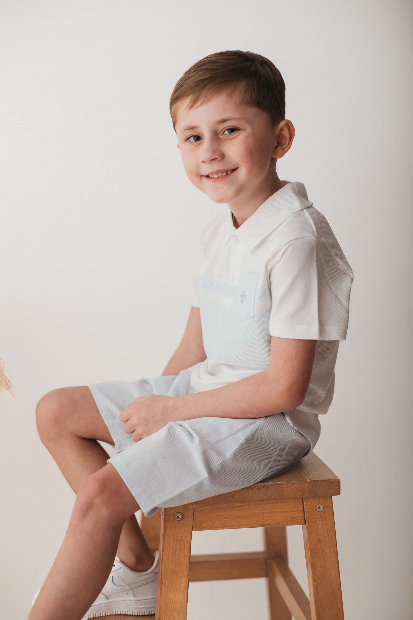 Tutto Piccolo- Boys White & Blue short set