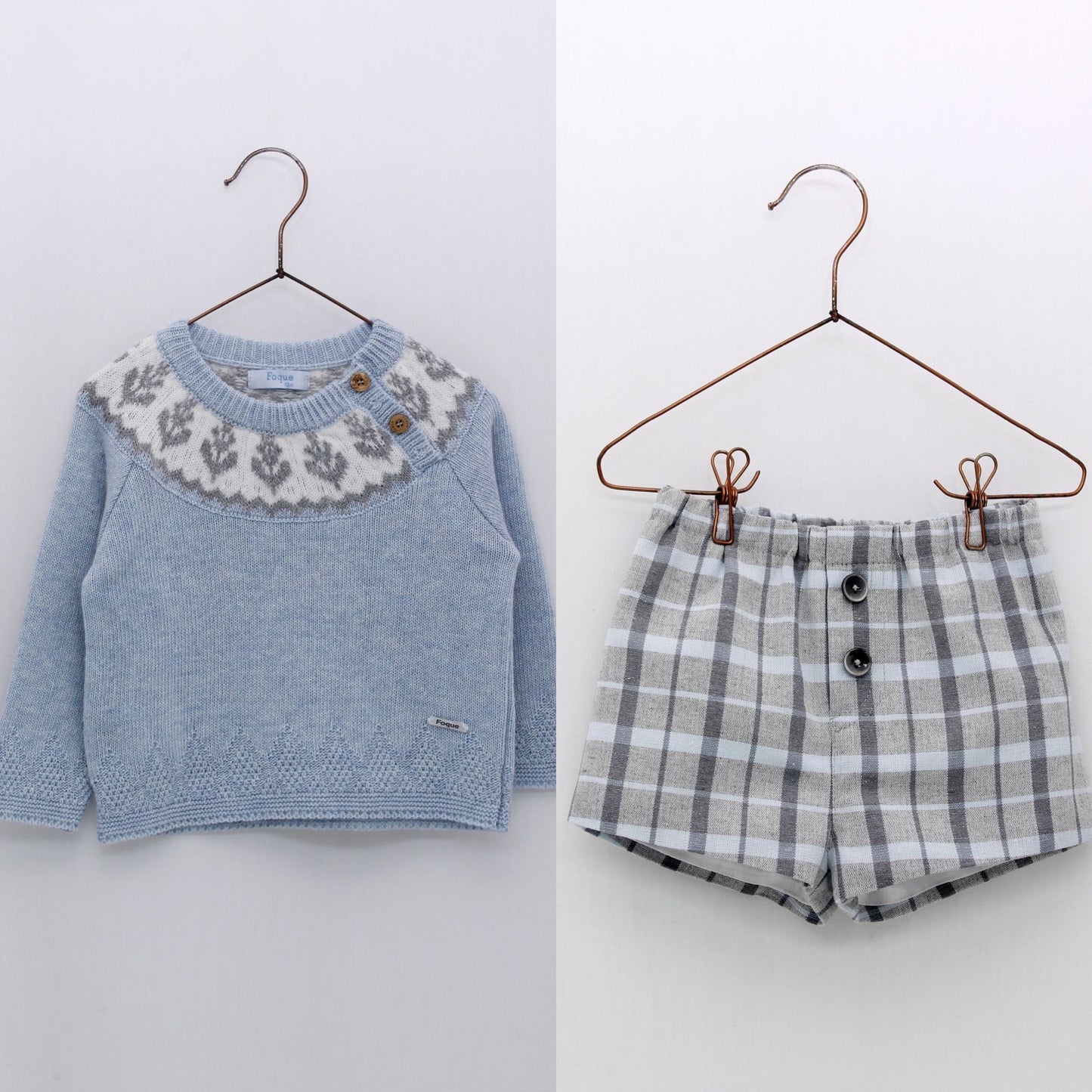 Foque AW23 Boys Blue Knitted Jumper & Shorts Set - 2321121