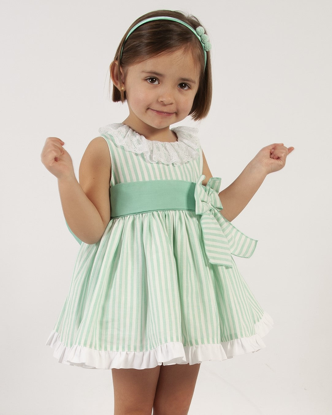 Sonata mint stripe bow dress - VE24-38