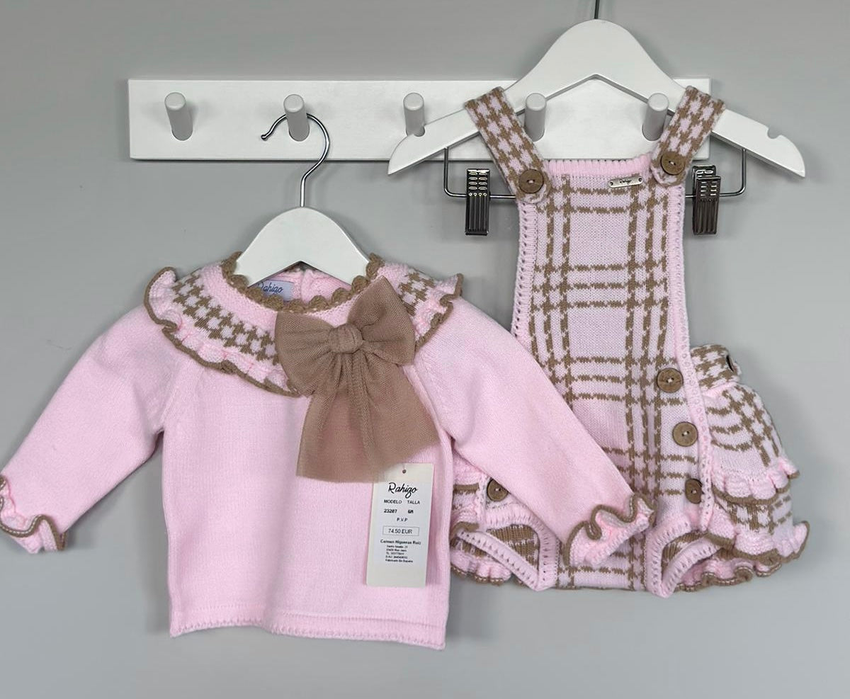 Rahigo AW23 2pc Romper Set in Pink/Camel - 23207