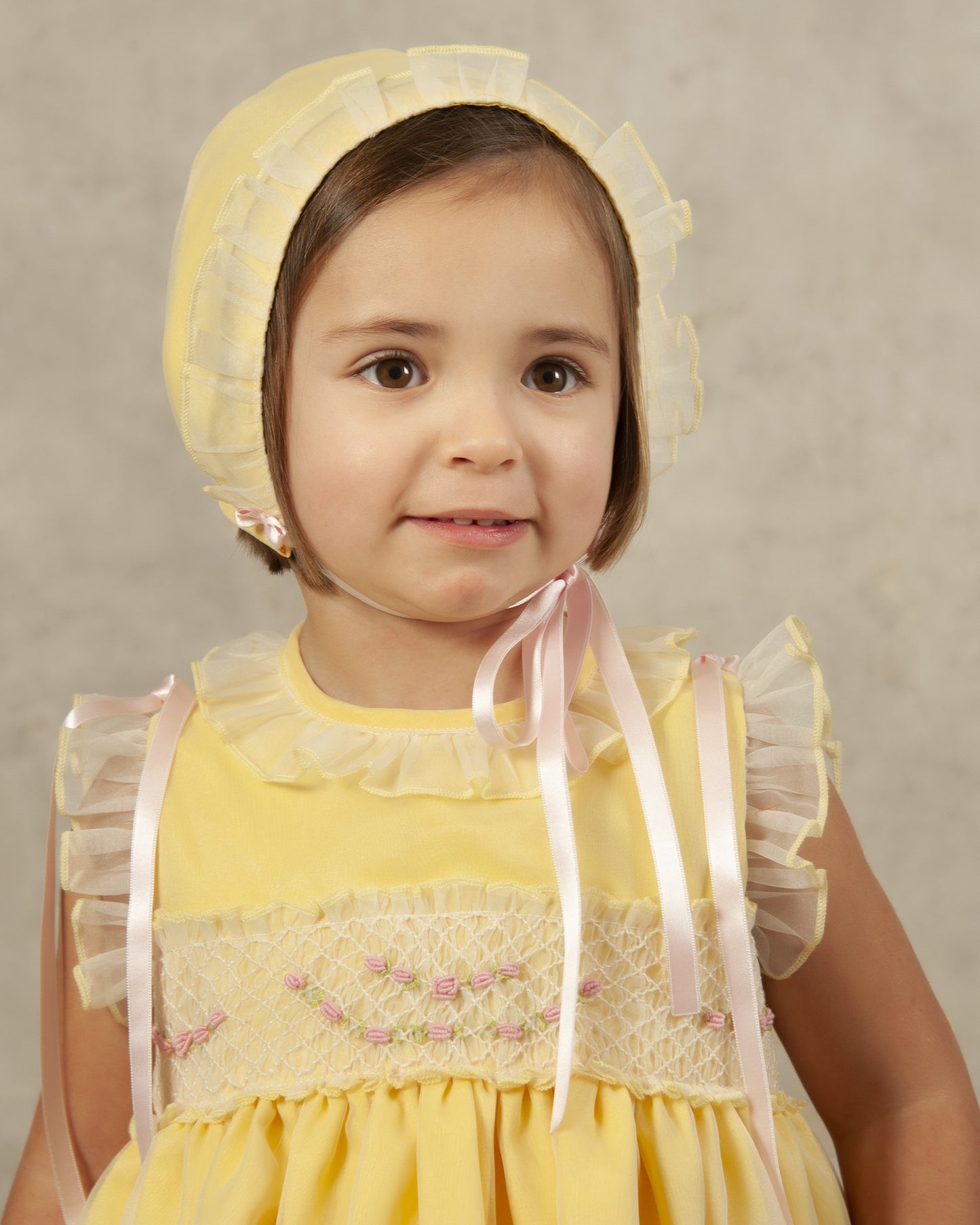 Sonata Girls Yellow Organza Bonnet VE24 -01