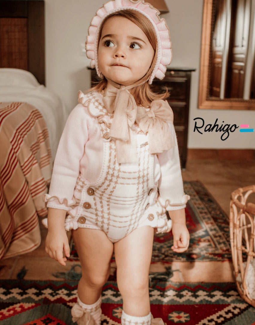 Rahigo AW23 2pc Romper Set in Pink/Camel - 23207