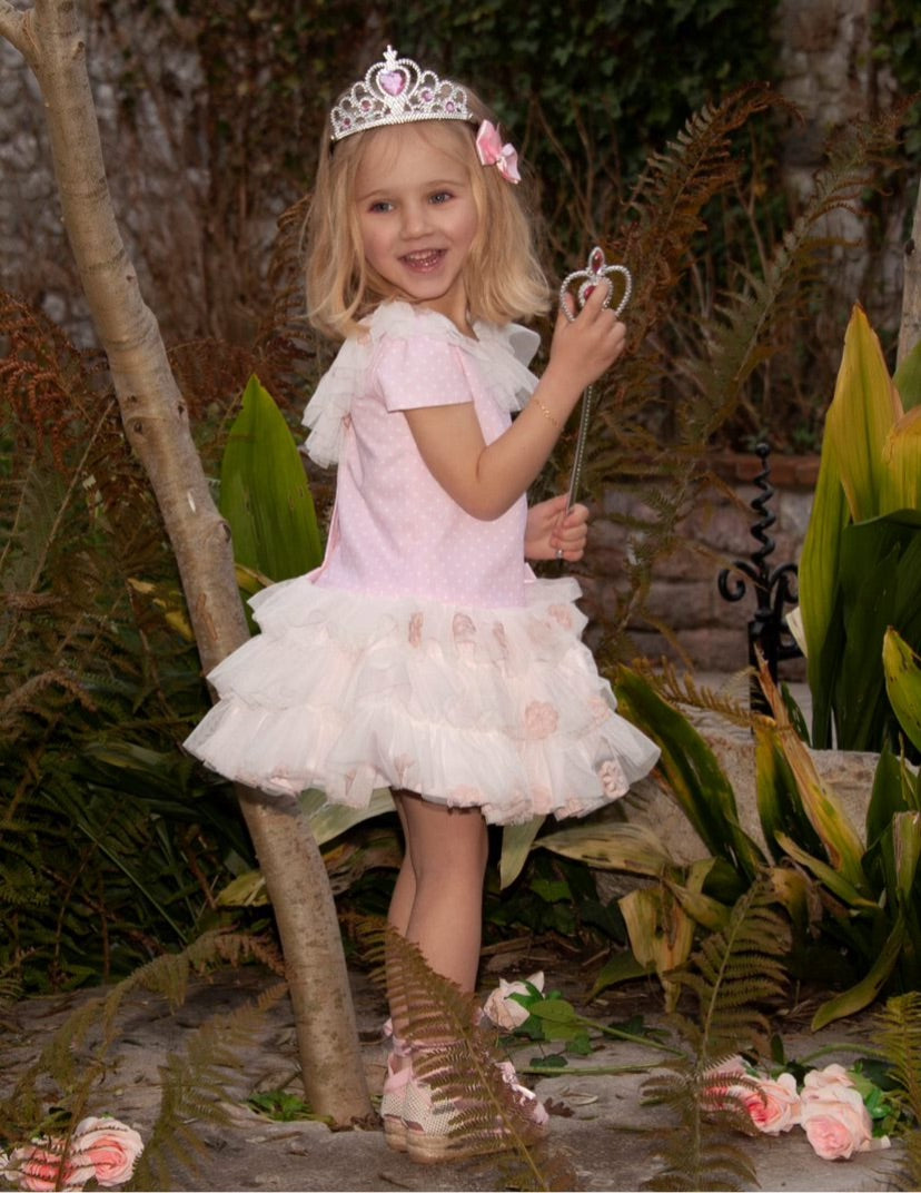 Sonata Girls Pink Poker Dot Tutu Dress VE23-29