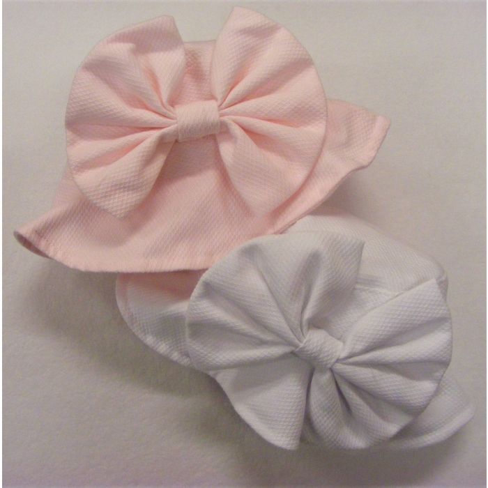Girls Waffle Sun Hat with Bow in Pink