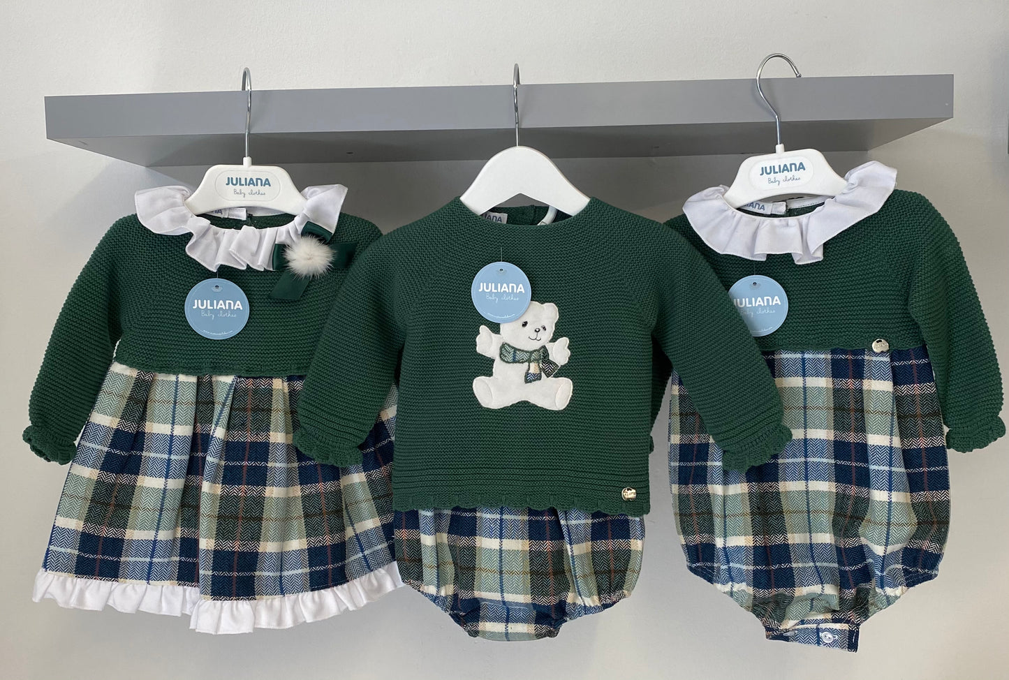 Juliana AW22 Bottle Green Check Romper