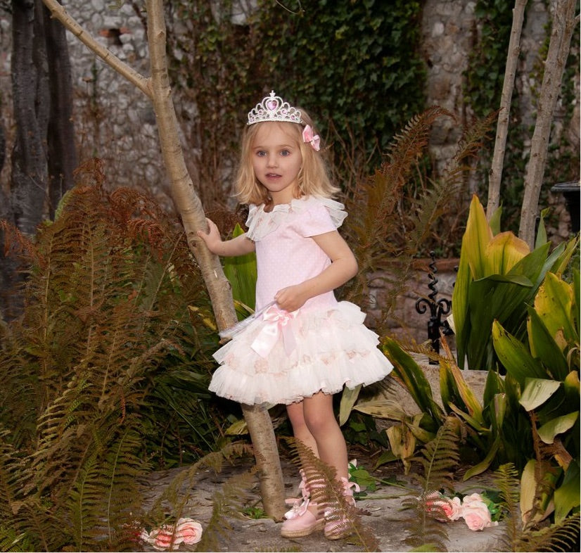 Sonata Girls Pink Poker Dot Tutu Dress VE23-29