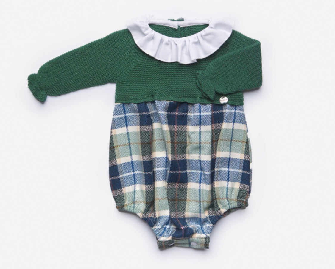 Juliana AW22 Bottle Green Check Romper