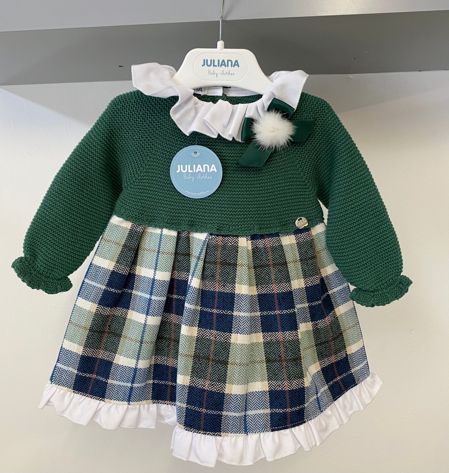 Juliana AW22 Bottle Green Check Dress