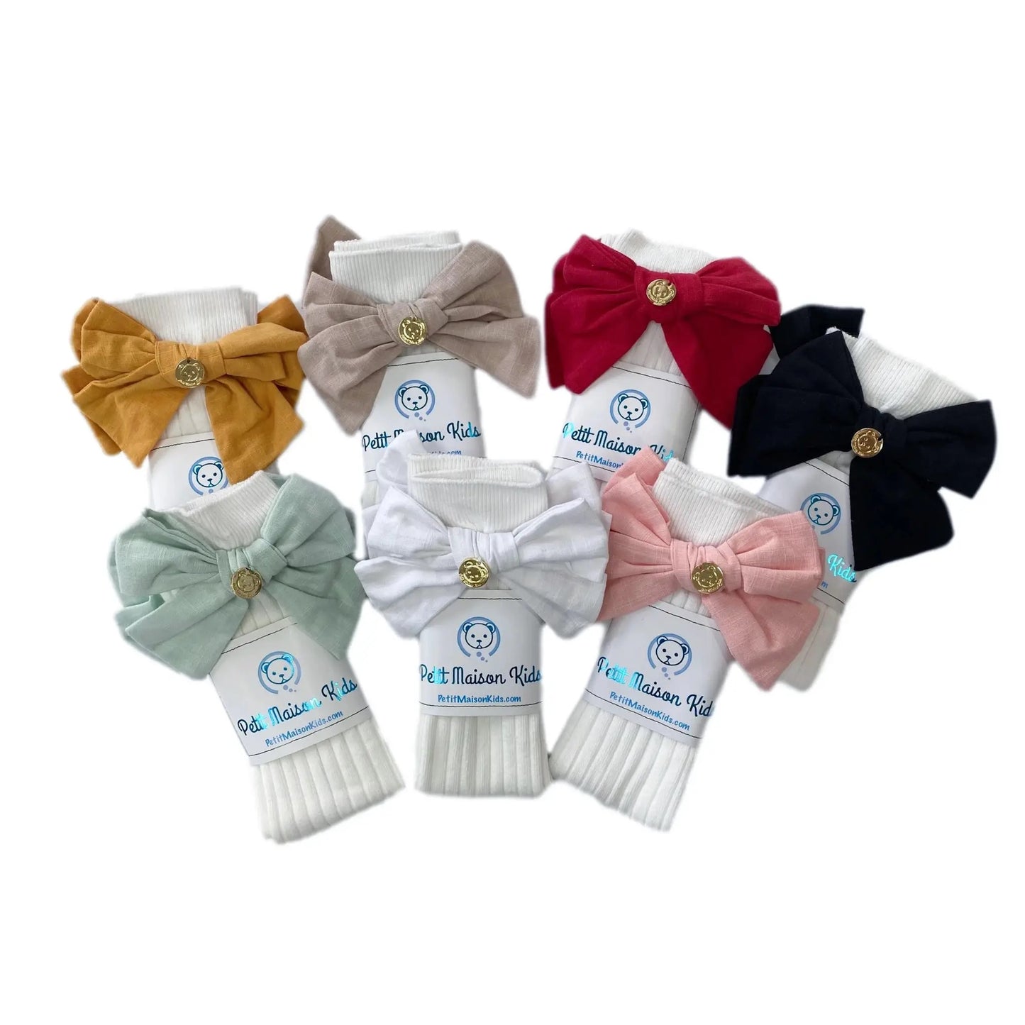 Petit Maison Kids Emma Linen Bow Socks - In Various Colours