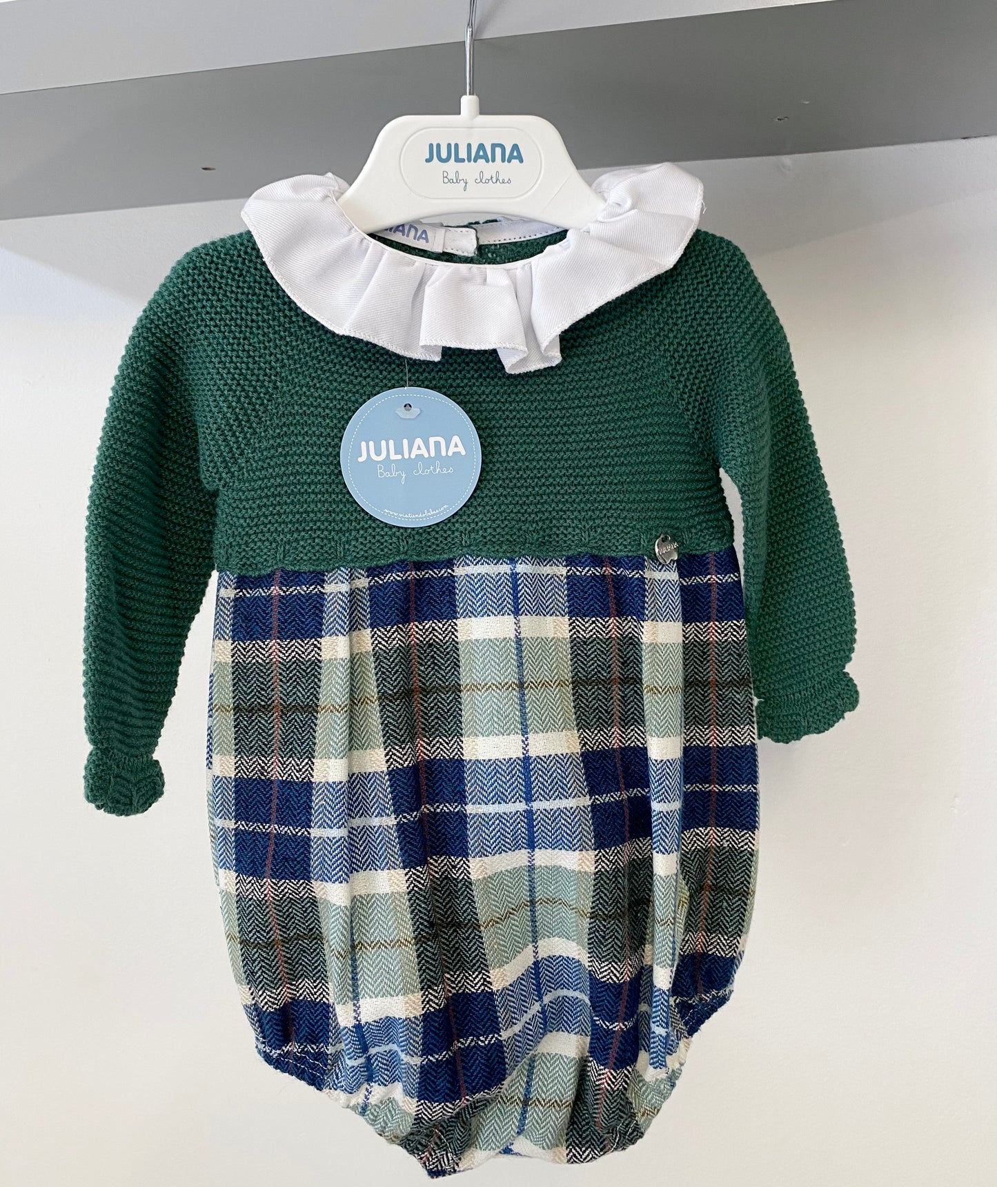 Juliana AW22 Bottle Green Check Romper