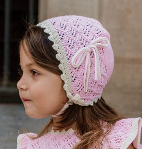 Rahigo SS24 Girls Baby Pink & Cream Bonnet