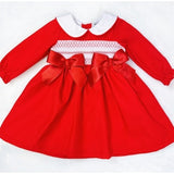 Girls Spanish Red Smocked Dress & Pants Set - MYD2377