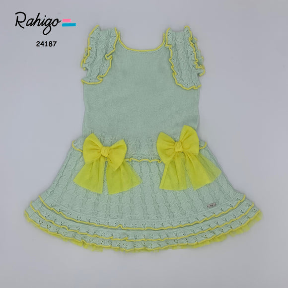 Rahigo SS24 Girls WHITE & BABY PINK drop waist Dress - 24187
