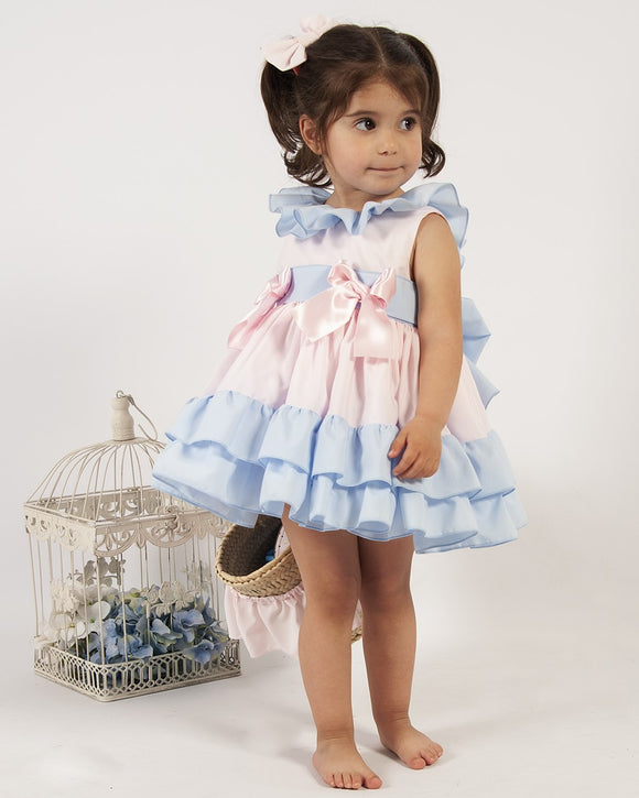Sonata Pink & blue Puffball dress- VE24-41