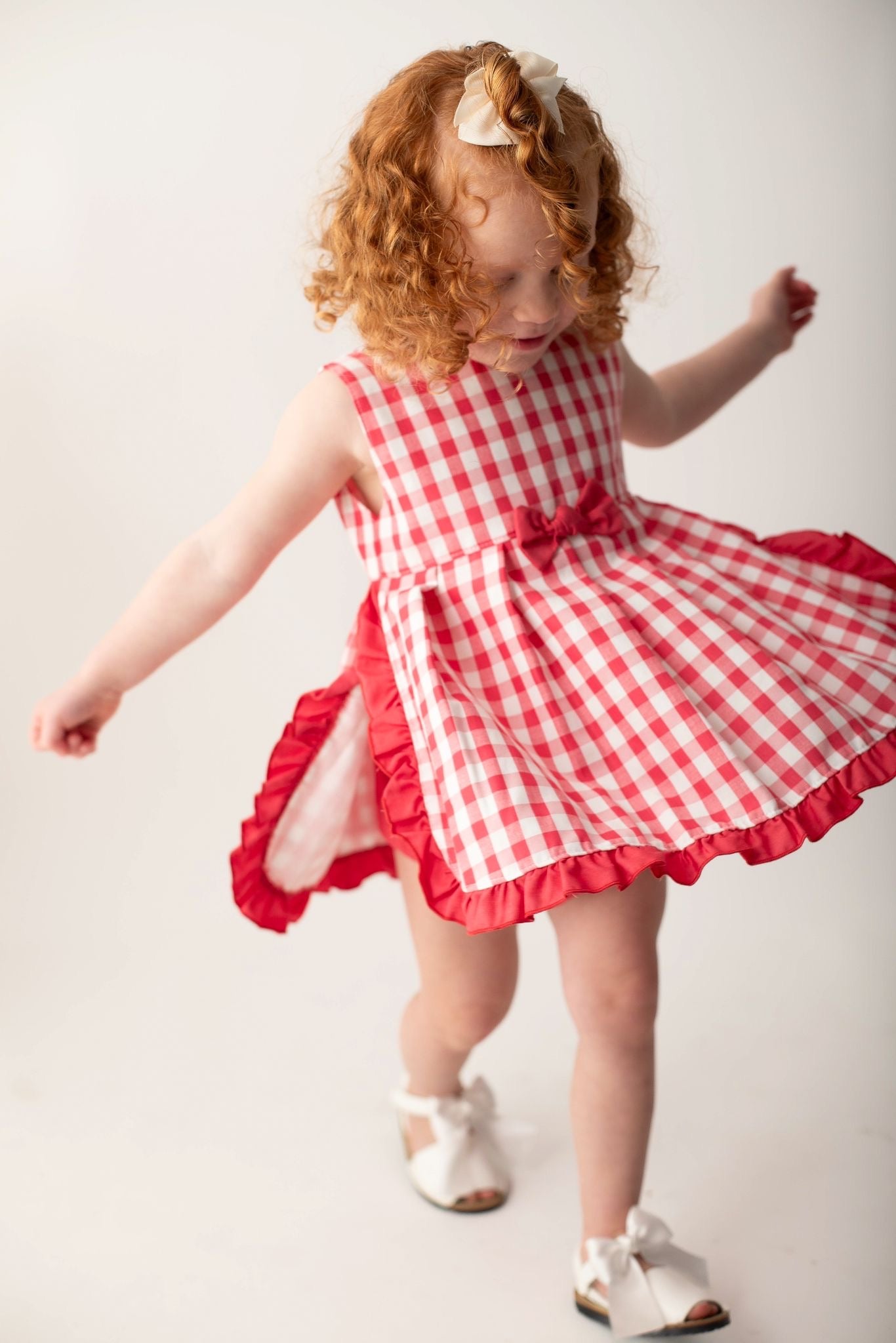 Juliana Red gingham dress with matching bloomers -24123