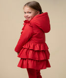 Caramelo AW23 Bow Ruffle Pleated Coat in Red - 262347
