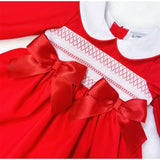 Girls Spanish Red Smocked Dress & Pants Set - MYD2377
