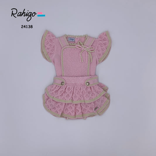Rahigo SS24 Baby Pink & Creams Girls Romper & Jumper 24138