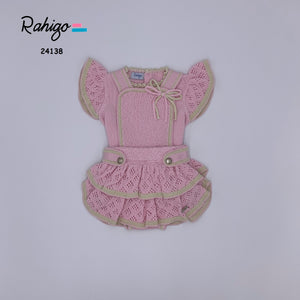 Rahigo SS24 Baby Pink & Creams Girls Romper & Jumper