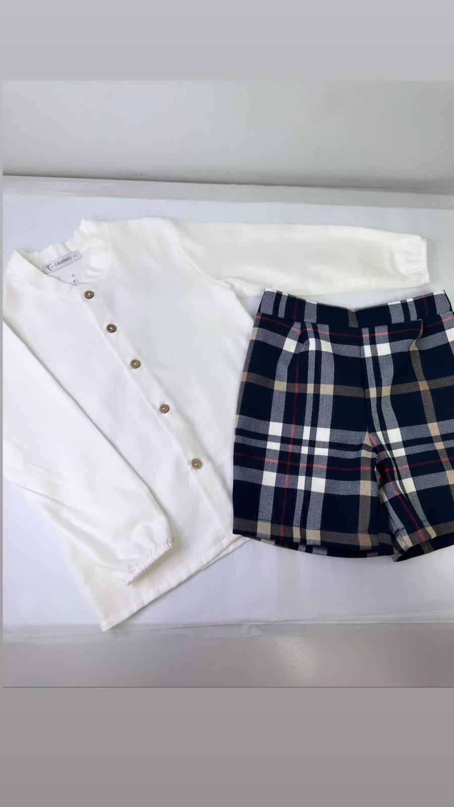 Calamaro Marino Boy Two Piece White shirt & Short Set.