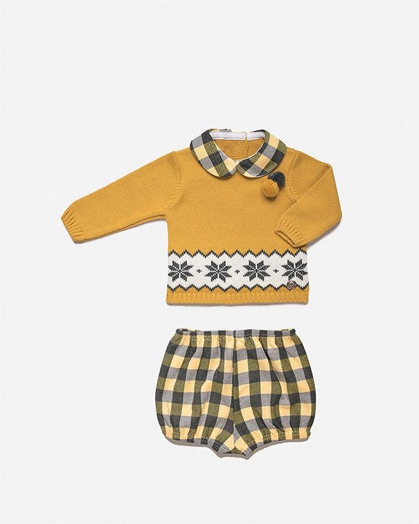 Juliana AW23 Mustard & Grey Knitted 2 Piece Set - J8100