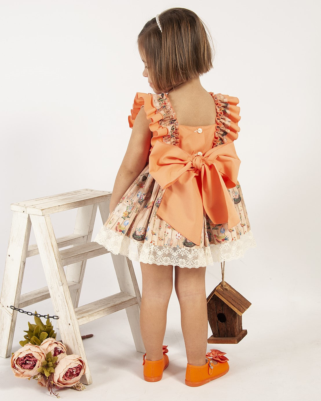 Sonata Orange Patterned Dress - VE24-34