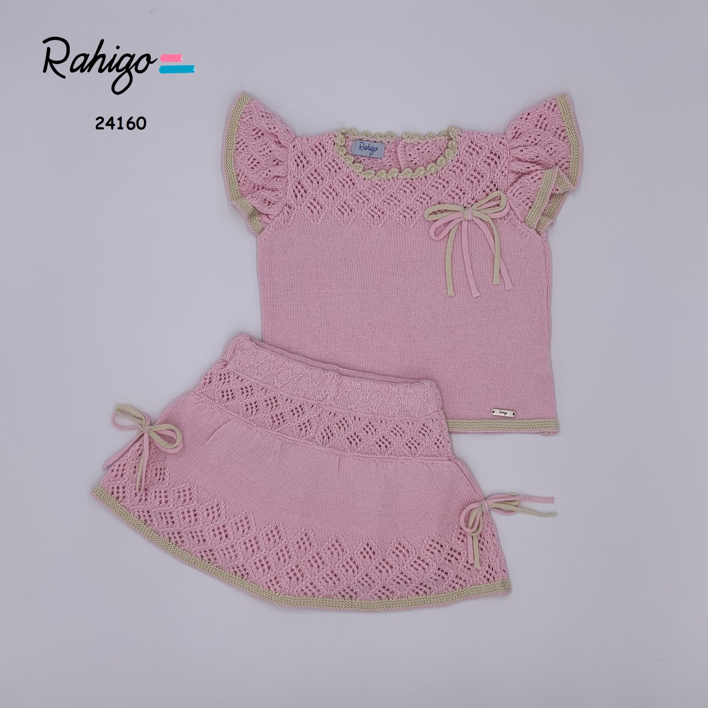 Rahigo SS24Girls 2 Piece Jumper & skirt in Baby blue & Cream - 24160