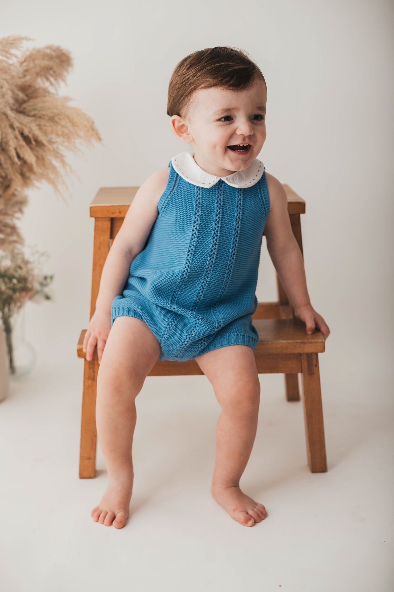 Juliana Baby boys knitted Royal Blue Romper -24159
