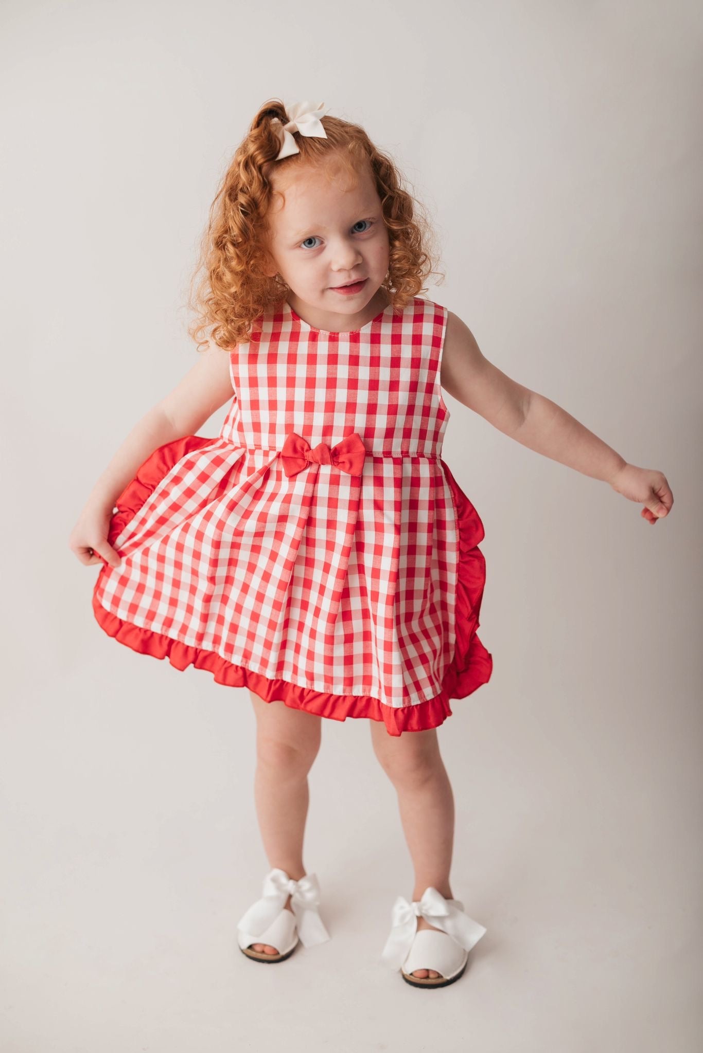 Juliana Red gingham dress with matching bloomers -24123