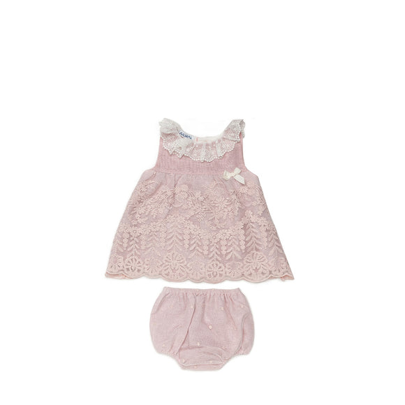 Girls dusty pink Lace Dress & Bloomers -24149