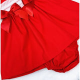 Girls Spanish Red Smocked Dress & Pants Set - MYD2377
