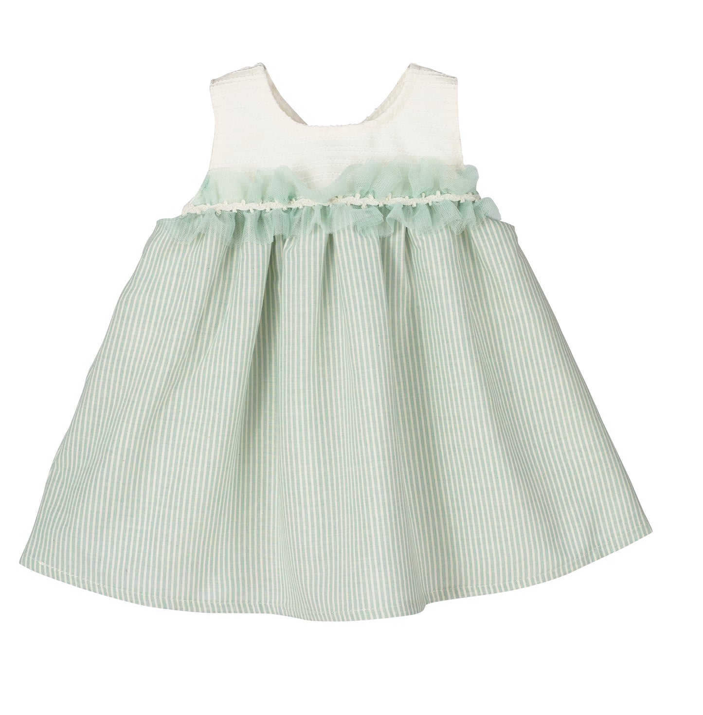 Calamaro Baby Girls mint & cream dress
