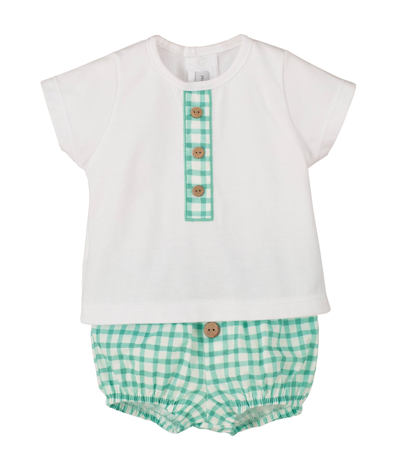 Calamaro Boys Green & White Gingham short set