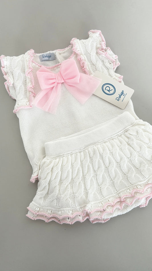Rahigo SS24 White & Baby pink Jam pants & Jumper - 24172