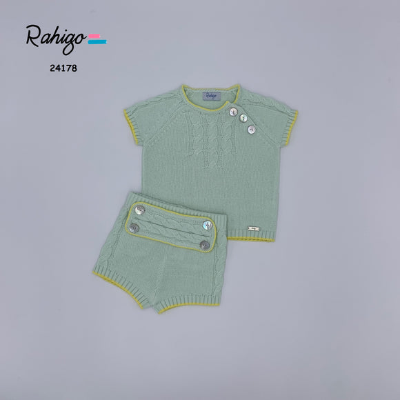 Rahigo SS24 Boys 2 piece Jumper & Shorts in white & Baby blue - 24178
