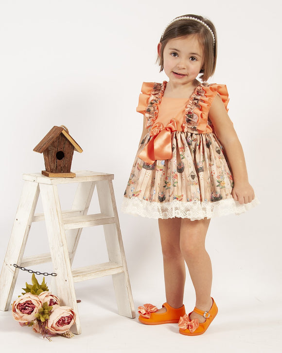 Sonata Orange Patterned Dress - VE24-34