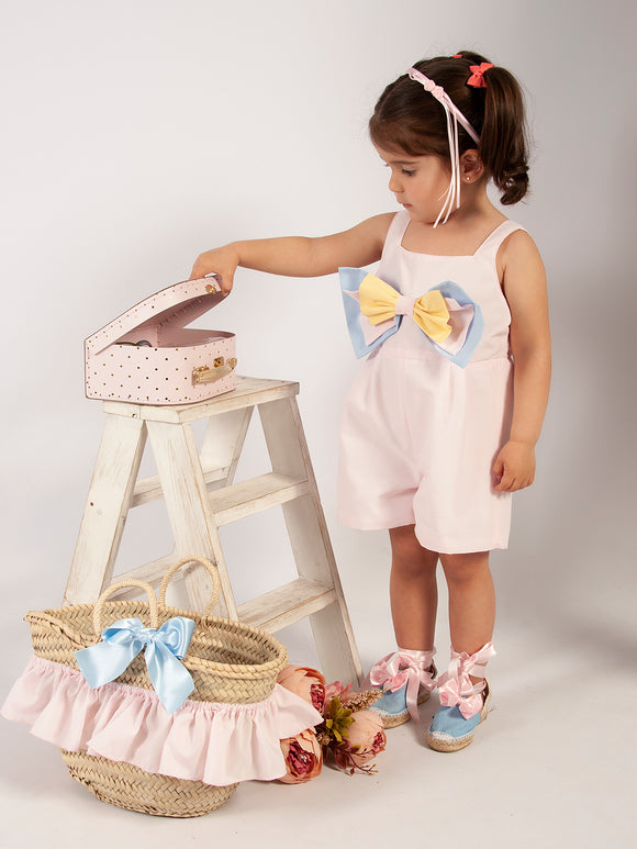 Sonata Pink Playsuit With Bow