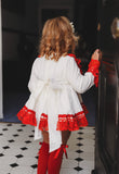 The Bellos Valencia Christmas ‘23 Dress in Cream & Red Velvet Bows - Arriving in 13 Days