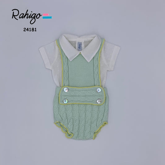 Rahigo SS24 Romper & Blouse in white & baby blue - 24181