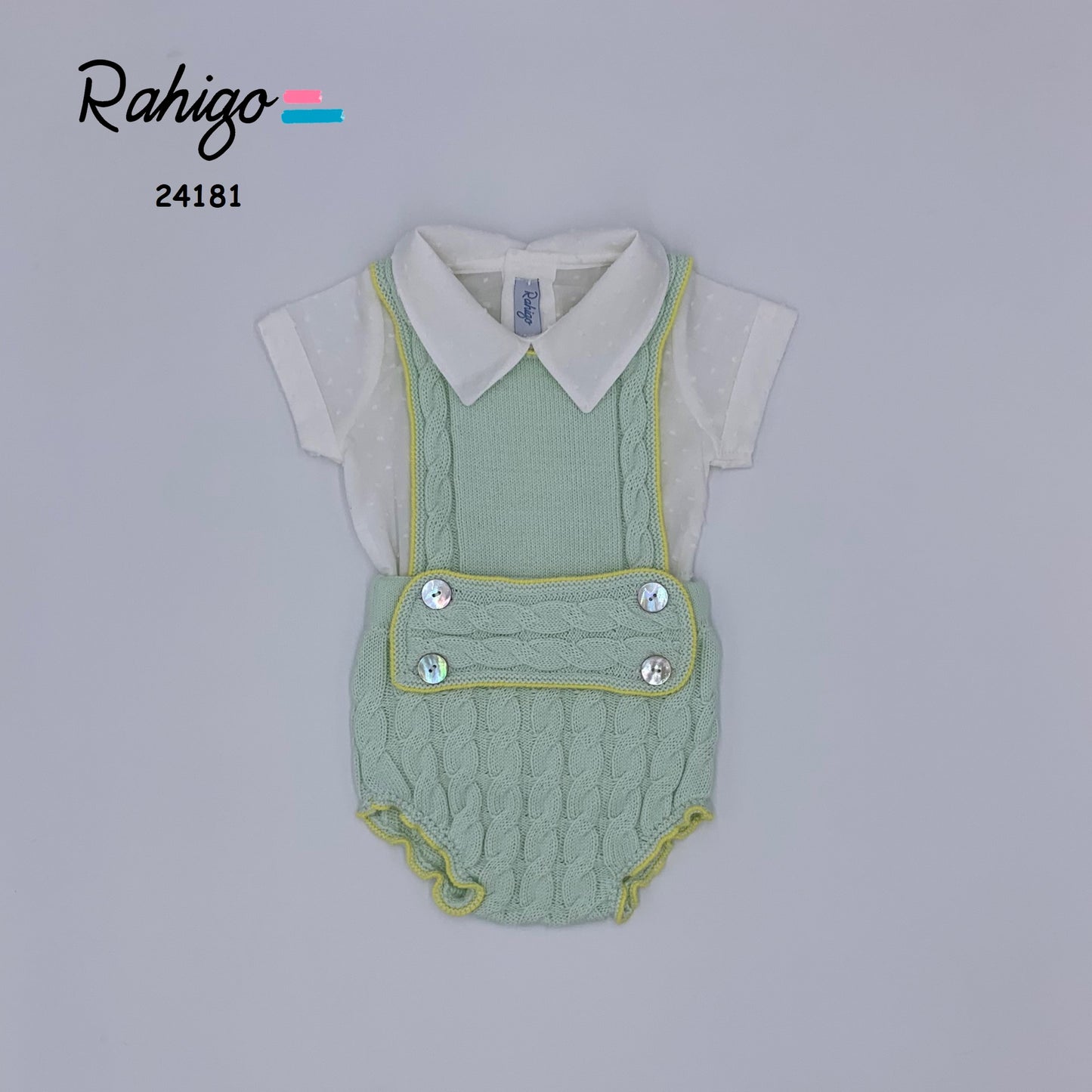 Rahigo SS24 Romper & Blouse in white & baby blue - 24181