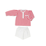 Juliana Boys Red Gingham Shirt & White Shorts - 24185