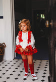 The Bellos Valencia Christmas ‘23 Dress in Cream & Red Velvet Bows - Arriving in 13 Days