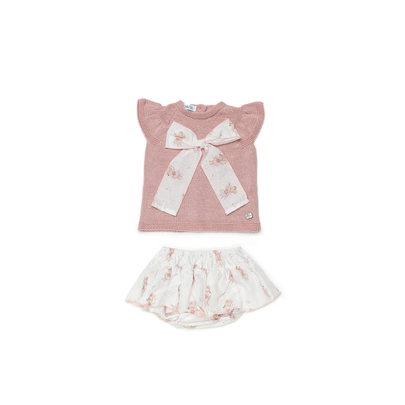 Girl Dusty pink & bow rara set  -24087
