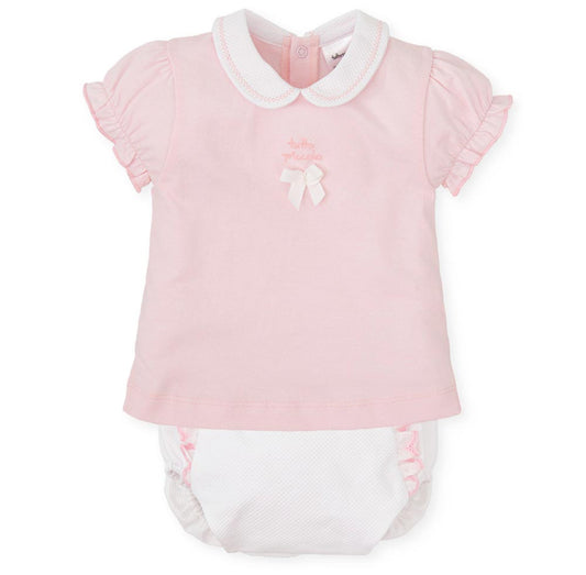 Tutto Piccolo - Baby Girls Pink Peter Pan collar top & Bloomers - 7682