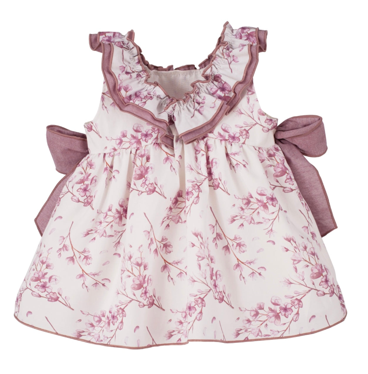 Calamaro Girls Dusty pink floral bow dress