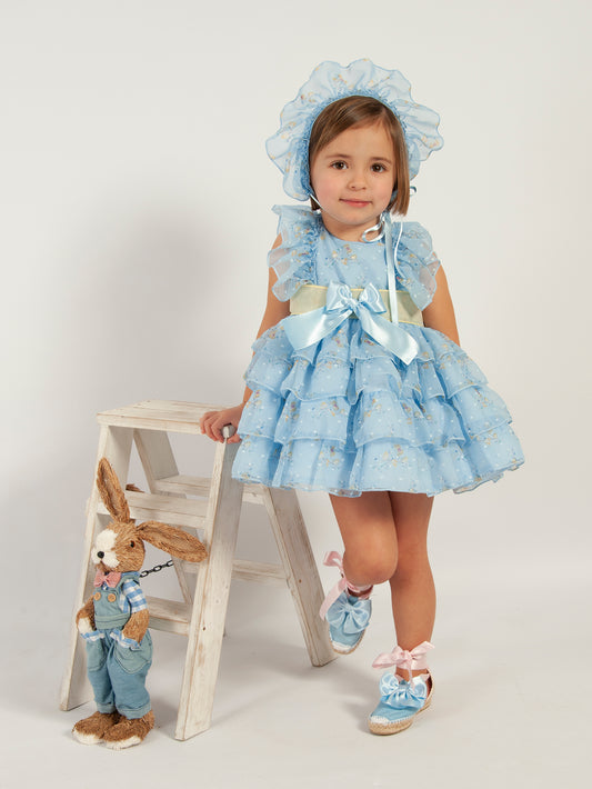 Sonata Blue Tulle Puff Ball Dress VE24-15