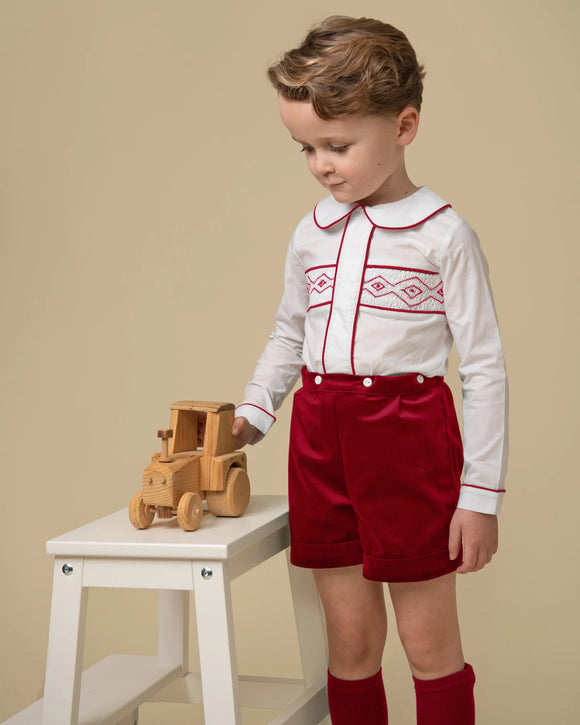 Caramelo AW23 Diamond Smocked Velour Short Set - 253132