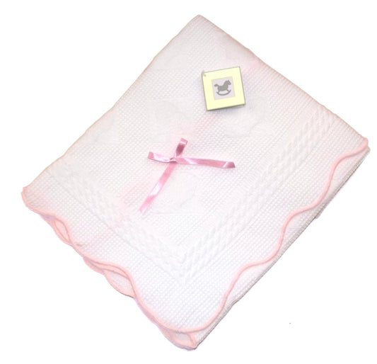Baby Blanket With Pink Bow Ribbon