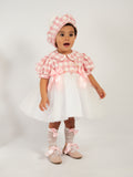 Pink sonata chequered Tulle Dress - VE24-21