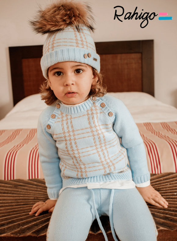 Rahigo AW23 Boys Tracksuit in Blue/Camel  - 23229